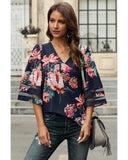 Azura Exchange Flared Sleeve Floral Blouse - 2XL
