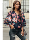 Azura Exchange Flared Sleeve Floral Blouse - 2XL