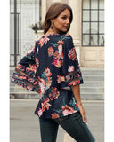 Azura Exchange Flared Sleeve Floral Blouse - S