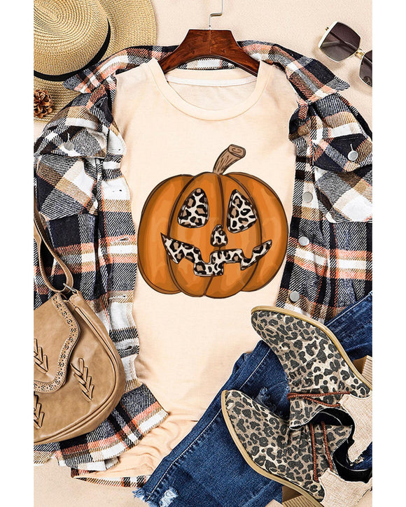 Azura Exchange Leopard Pumpkin Print T Shirt - M