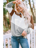Azura Exchange Colorblock Pullover Sweatshirt with Turn-down Collar - S