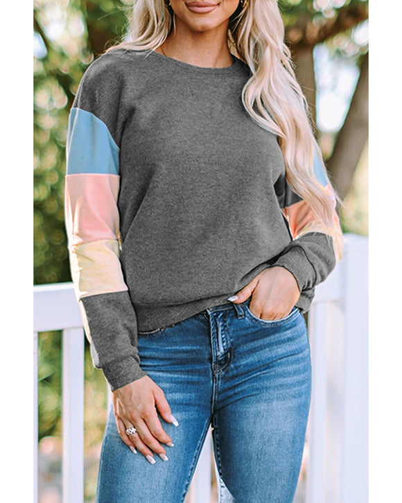 Azura Exchange Long Sleeve Colorblock Sweatshirt - L