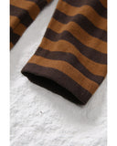 Azura Exchange Striped Knit Quarter Zip Hoodie - L
