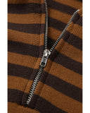 Azura Exchange Striped Knit Quarter Zip Hoodie - L