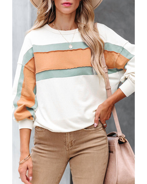 Azura Exchange Contrast Drop Sleeve Pullover Sweatshirt - XL