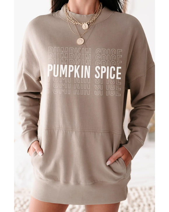 Azura Exchange Pumpkin Spice Print Sweatshirt Dress - L