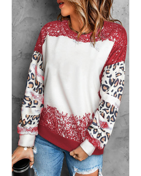 Azura Exchange Leopard Print Sweatshirt with Tie Dye Design - L