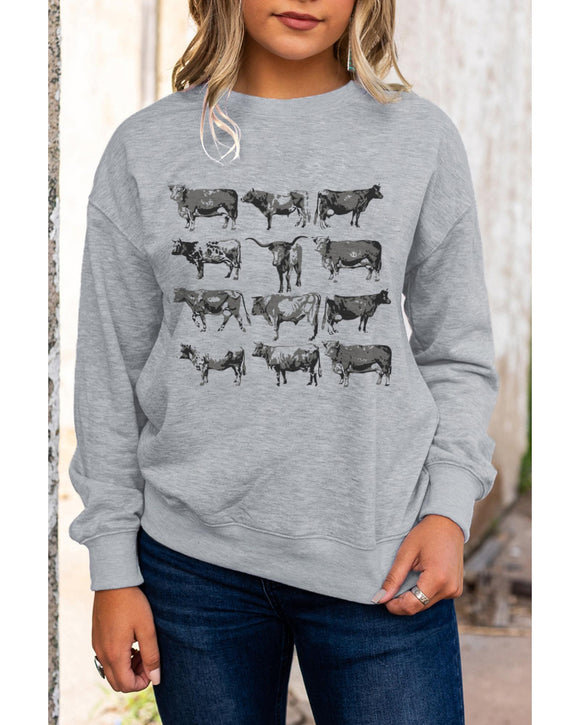 Azura Exchange Bull Graphic Print Long Sleeve Sweatshirt - XL