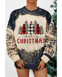 Azura Exchange Merry Christmas Leopard Sleeve Sweatshirt - M