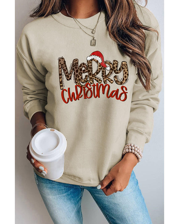 Azura Exchange Merry Christmas Hat Leopard Print Sweatshirt - L