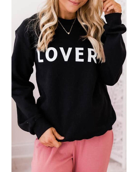 Azura Exchange Lover Crew Neck Sweatshirt with Letter Print - M