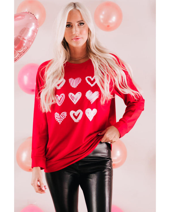Azura Exchange Hearts Print Crewneck Sweatshirt - XL