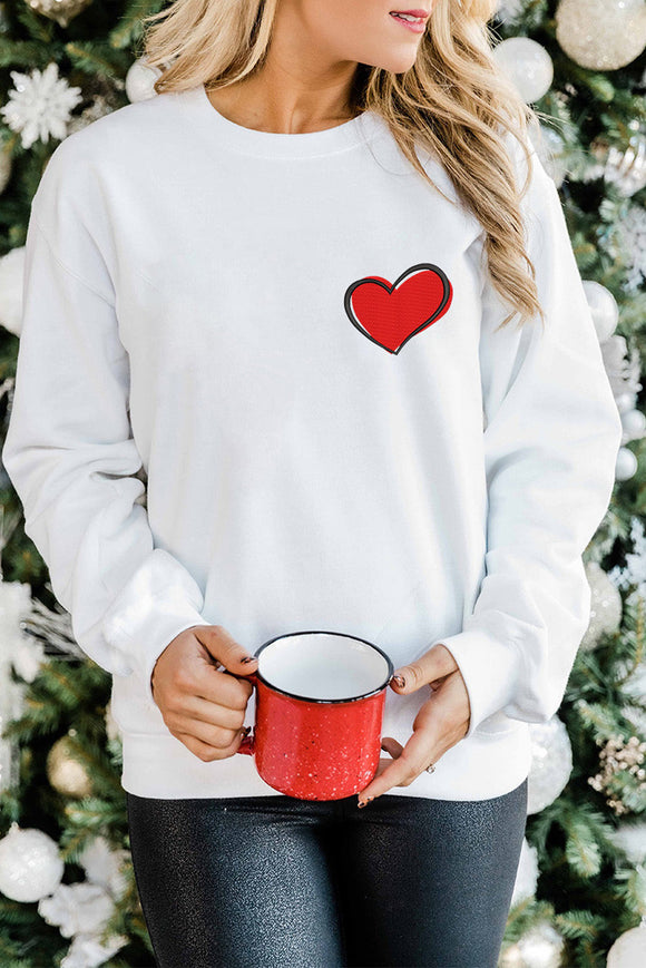Azura Exchange Embroidered Heart Pullover Sweatshirt - XL