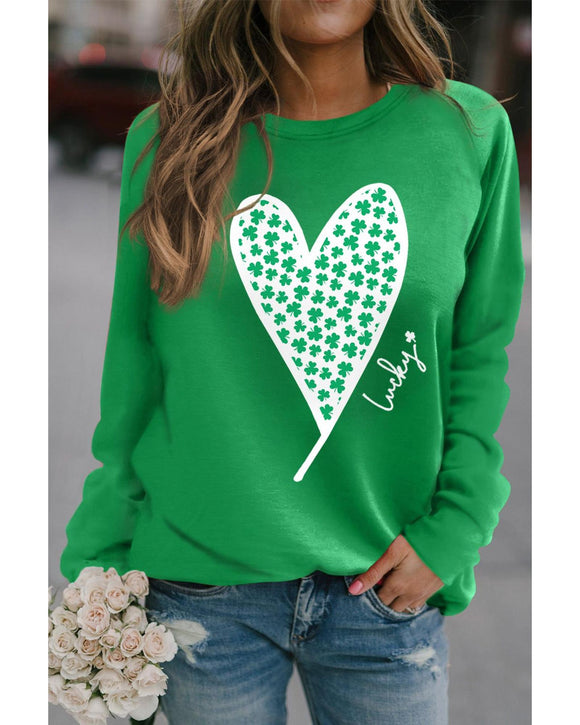 Azura Exchange Lucky Clover Heart Graphic Sweatshirt - S