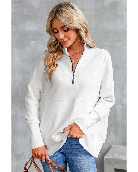 Azura Exchange Oversized Quarter-Zip Pullover Sweatshirt - L