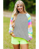 Azura Exchange Sequin Color Block Raglan Sleeve Sweatshirt - M