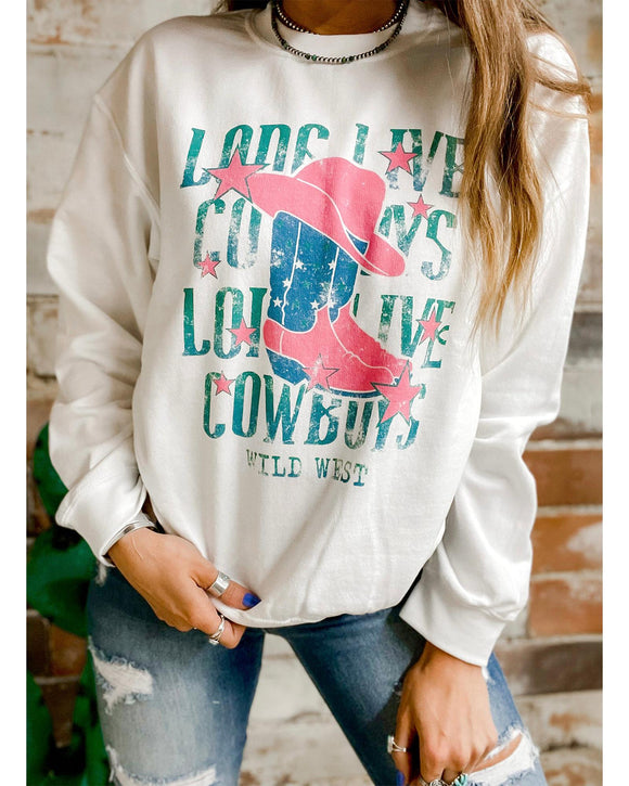 Azura Exchange LONG LIVE COWBOY WILD WEST Sweatshirt - L
