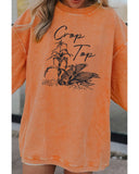 Azura Exchange Corn Graphic Orange Crop Top Sweatshirt - M
