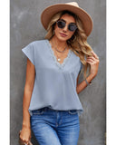 Azura Exchange Lace Trim V Neck T-shirt - XL
