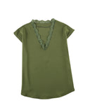 Azura Exchange Lace Trim V Neck T-shirt - 2XL