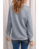 Azura Exchange Quilted Stand Neck Pullover Sweatshirt with Fake Front Pocket - S