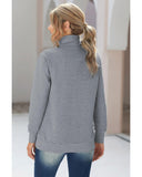 Azura Exchange Quilted Stand Neck Pullover Sweatshirt with Fake Front Pocket - S