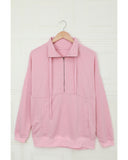 Azura Exchange Cotton Half Zip Pink Sweatshirt with Pocket - 2XL