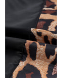 Azura Exchange Contrast Stitching Hoodie with Leopard Print - XL