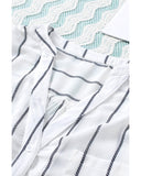 Azura Exchange Striped V Neck Pocket Long Sleeve Top - M