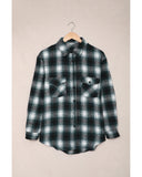 Azura Exchange Plaid Buttons Pocketed Shacket - M