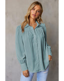 Azura Exchange Button Up Puff Sleeve Blouse - M