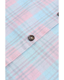 Azura Exchange Plaid Pattern Long Sleeve Shirt with Collared Neckline - M