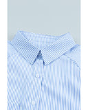 Azura Exchange Striped Boyfriend Shirt with Smocked Cuffs and Pocket - M