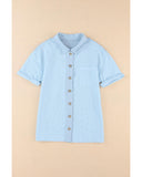 Azura Exchange Waffle Knit Short Sleeve Buttoned Shirt - M