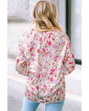 Azura Exchange Buttoned Puff Sleeves Shirt with Floral Print - S