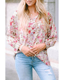Azura Exchange Buttoned Puff Sleeves Shirt with Floral Print - S