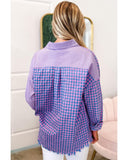 Azura Exchange Plaid Button Down Long Sleeve Shirt with Chest Pocket - L