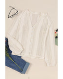Azura Exchange Long Sleeve Button Up Lace Shirt - L
