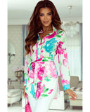 Azura Exchange Floral Print Lace-up Tunic Shirt - L