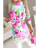 Azura Exchange Floral Print Lace-up Tunic Shirt - S