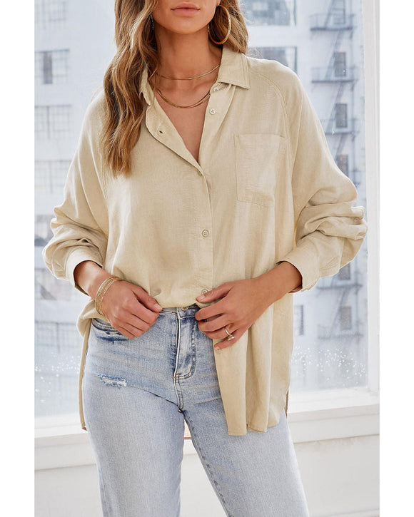 Azura Exchange Buttoned High Low Loose Shirt - L