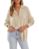 Azura Exchange Buttoned High Low Loose Shirt - L