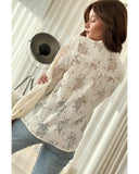Azura Exchange Lace Stand Neck Textured Shirt - L