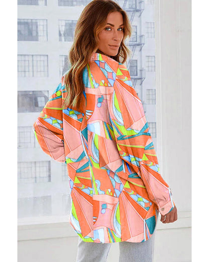 Azura Exchange Abstract Geometric Print Oversized Shirt - L
