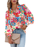 Azura Exchange Floral Print Bubble Sleeve Shirt - M