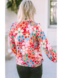 Azura Exchange Floral Print Bubble Sleeve Shirt - M