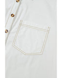 Azura Exchange White Bubble Sleeve Pocketed Shirt - XL