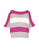 Azura Exchange Half Sleeve Contrast Stripe Knit Sweater - L