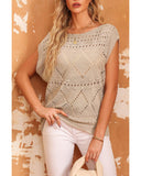 Azura Exchange Pointelle Knit Short Dolman Sleeve Sweater Top - M