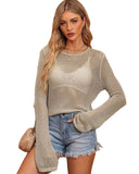 Azura Exchange Hollow-out Knit Long Sleeve Top - XL